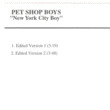 New York City Boy - CD-R: 1999 US (Sire; ??) [Studio CD-R of two proposed edits, front back text sleeve]